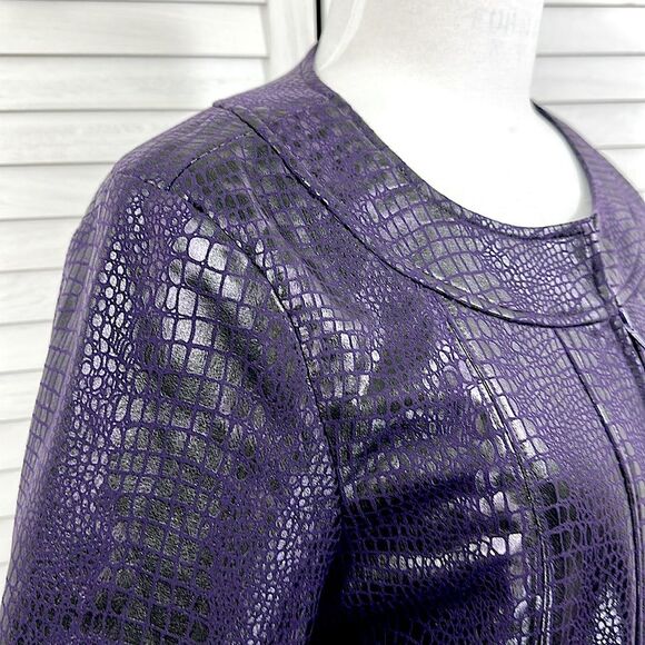Susan Graver Jacket Size Large Embossed Faux Croc NWOT - Picture 5 of 12